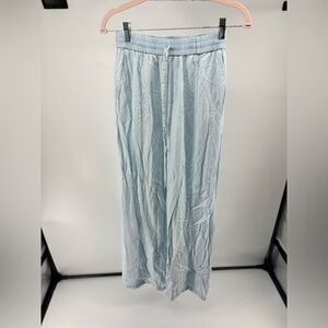 Zara Lyocell Wide Leg Drawstring Pull On Pants Size S Light Blue